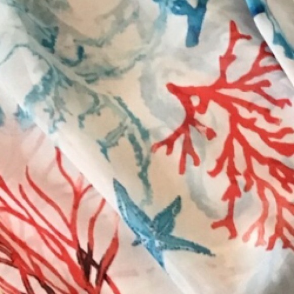 WHBM sarong pareo in jellyfish print in coral & scuba blue. Tie waist. OS - Picture 5 of 8